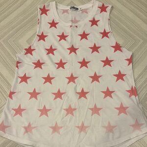 Chrdlr Women’s White and Red Ombre Star Muscle Tank Top - Size S